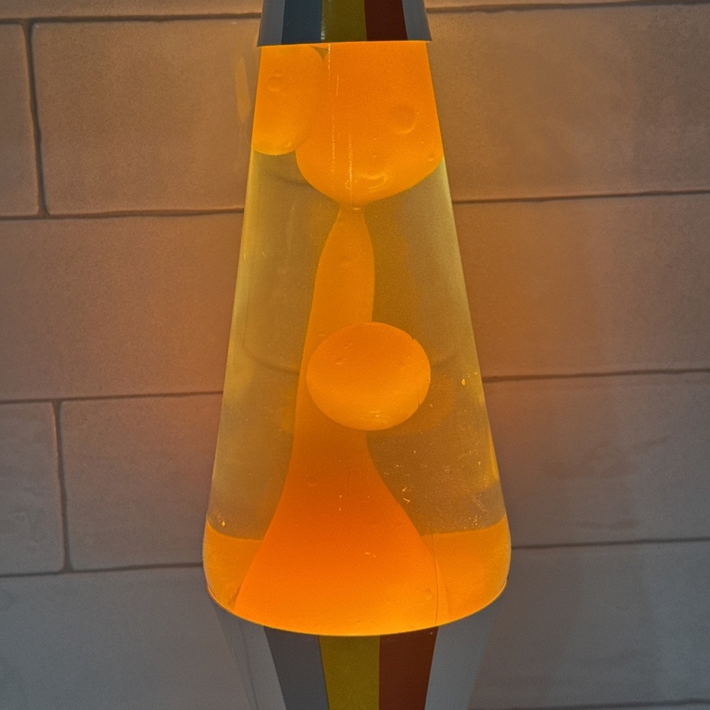 Lava Lamp Orange Wax Clear Liquid White Base & Cap 14.5" Motion Light Lite Retro - Picture 5 of 16